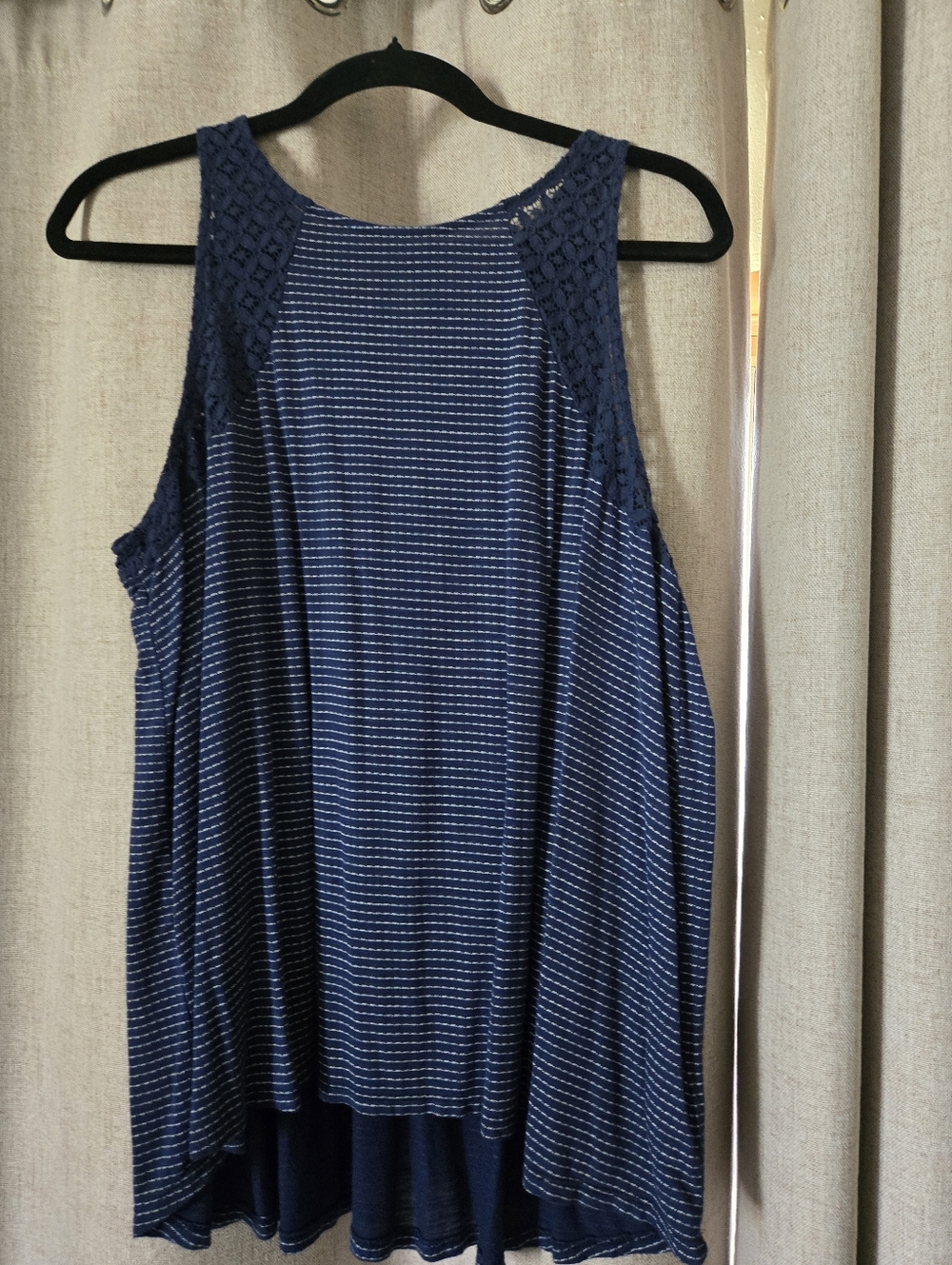 Maurices Navy Striped Crochet-Detail Tank